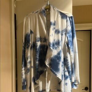 Blue and White Tie-Dye cowl neck top